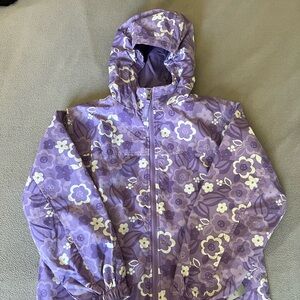 L L bean Flower power hooded wind breaker rain jacket